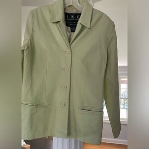 Inc International women’s Lemon green genuine leather Jacket size 8 P